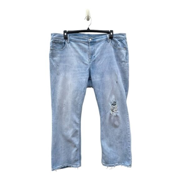 Old Navy Mid Rise Distressed Crop Flare Jeans Light Wash Sz 18 - Picture 1 of 10